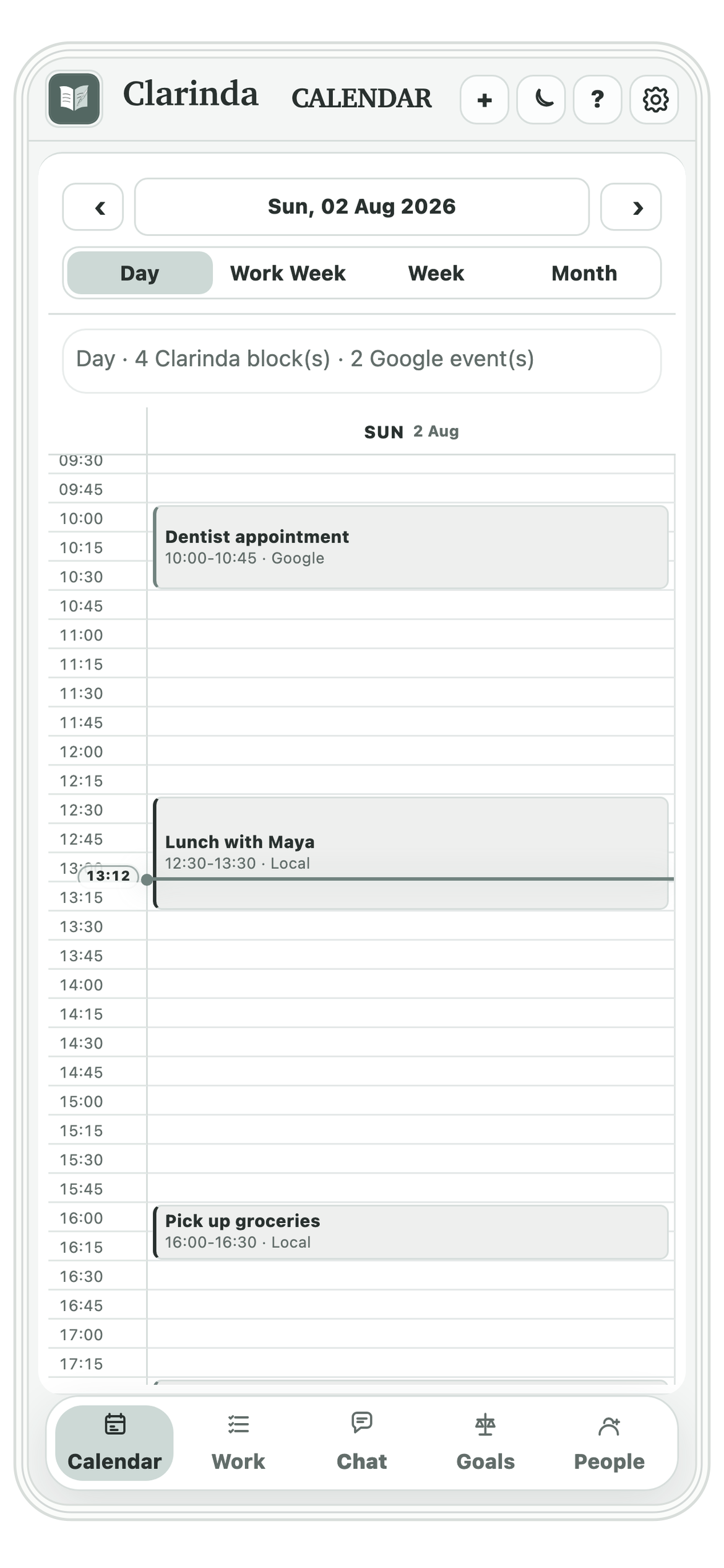 Clarinda Calendar mobile screenshot