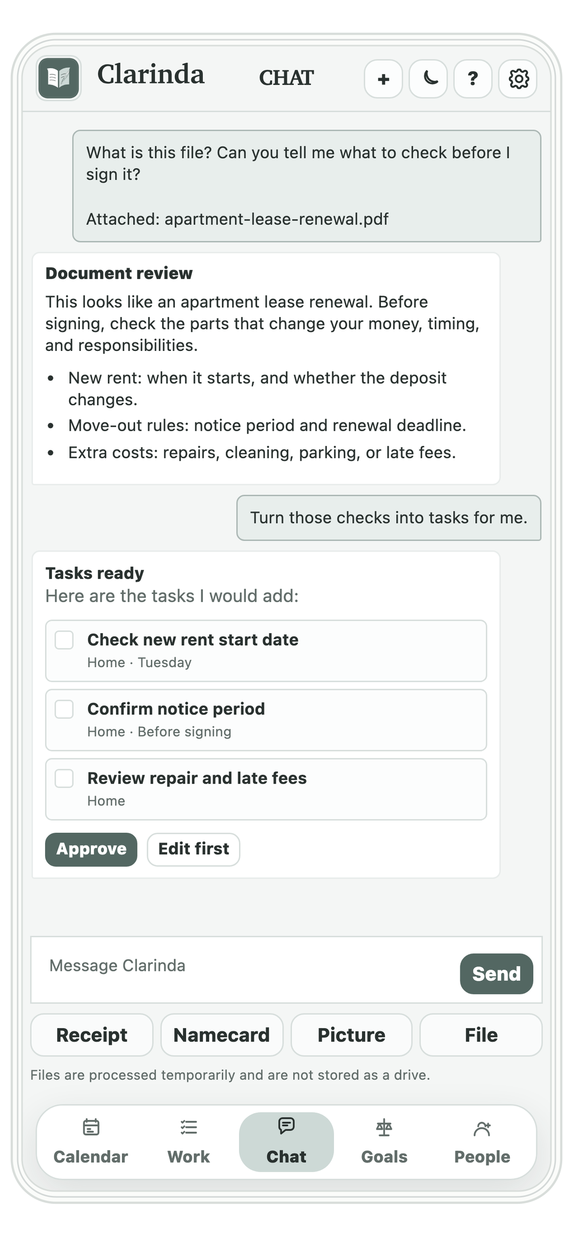 Clarinda Chat mobile screenshot