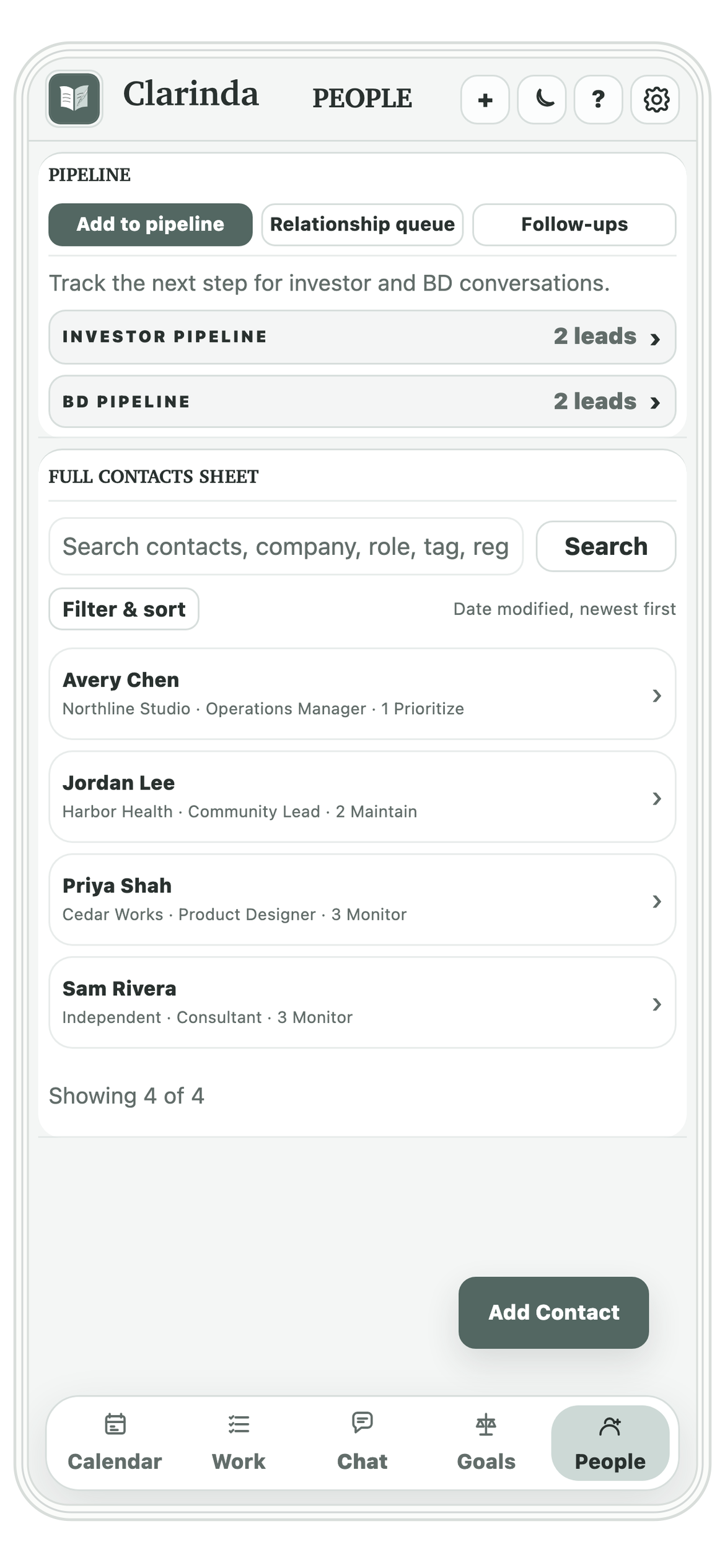 Clarinda People mobile screenshot